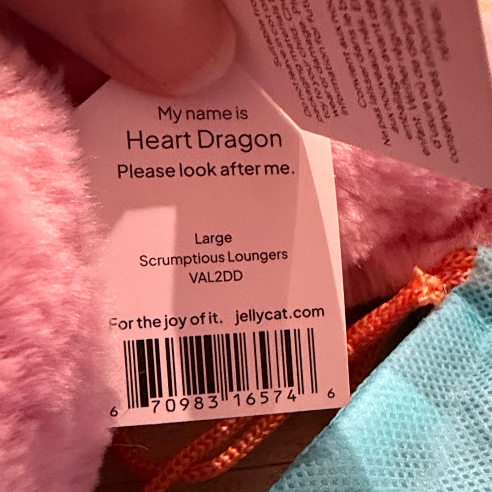Jellycat Pink and Red Dragon Plush NWT and Bag - Picture 2 of 7